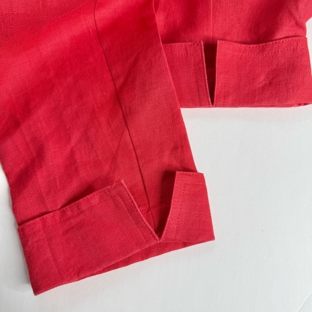 JONES NY 14P Petite Reddish Orange 100% Linen Pin Tuck Design Blazer Jacket - Picture 9 of 11